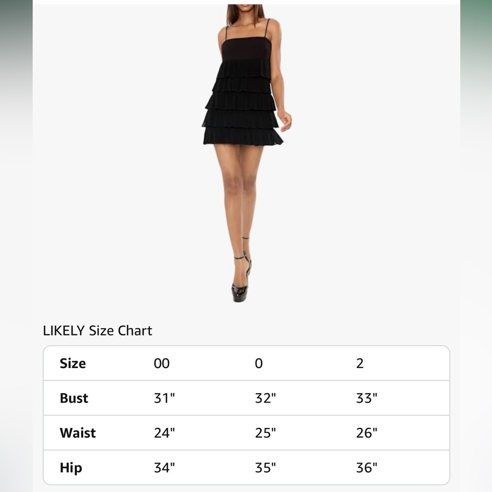NWT • LIKELY • Women's Mini Tiered/Pleated Cella Dress • 🖤 Black 🖤 • Size 2 • 🥰 - Picture 4 of 7